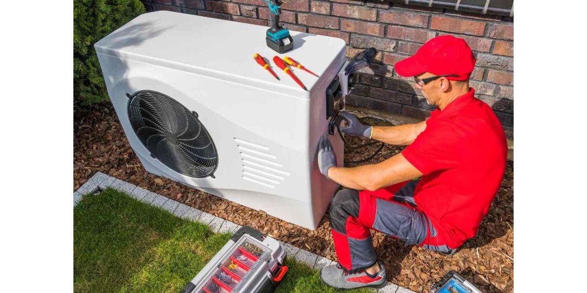 Technician Repairing Heat Pump Unit