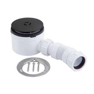 McAlpine 90mm x 50mm Water Seal Matt Black Shower Trap with Mini Flex