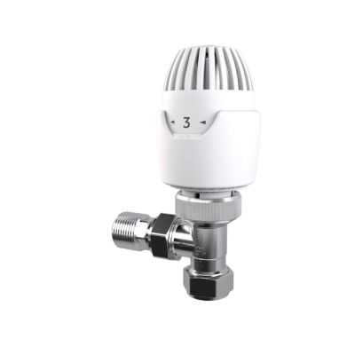 Drayton RT212 15mm White / Chrome Angled TRV With Integral Head