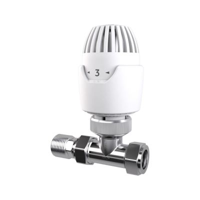 Drayton RT212 15mm White / Chrome Straight TRV With Integral Head