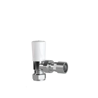 Drayton 15mm Angled Chrome Lockshield Valve c/w White Cap