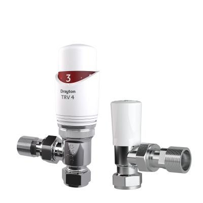 Drayton TRV4 White 15mm Angled TRV & Lockshield Valve Pack