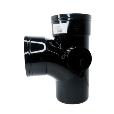 Davant 110mm Solvent Weld Black Soil 92 Degree Double Socket Branch Tee c/w Boss