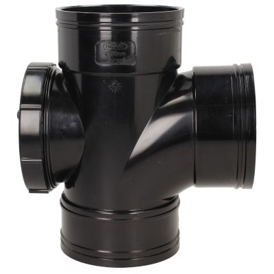 Davant 110mm Solvent Weld Black Soil 92 Degree Triple Socket Access Branch Tee