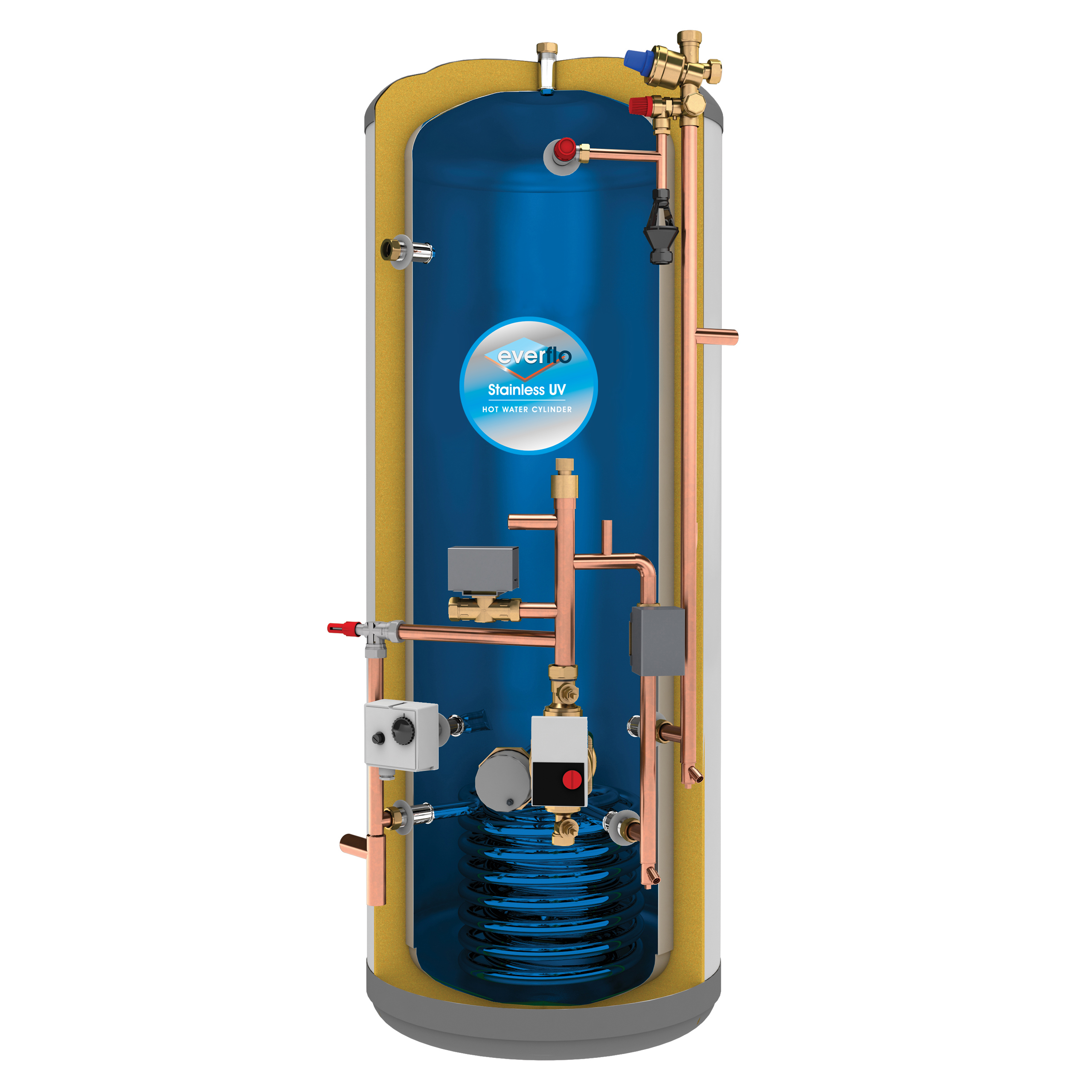 everflo Stainless 210L Pre-Plumbed Unvented Hot Water Storage